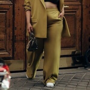 GabiFresh Fashion to Figure Trousers Wide Leg High Rise Yellow Brown Sz 1